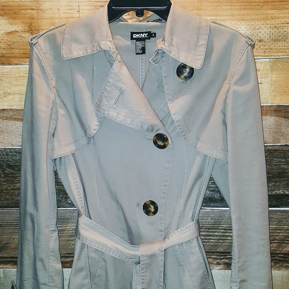 DKNY VINTAGE LONG TAN TRENCH COAT - Picture 8 of 8